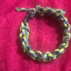 Braided Paracord Bracelet in Blue, Green, and Yellow